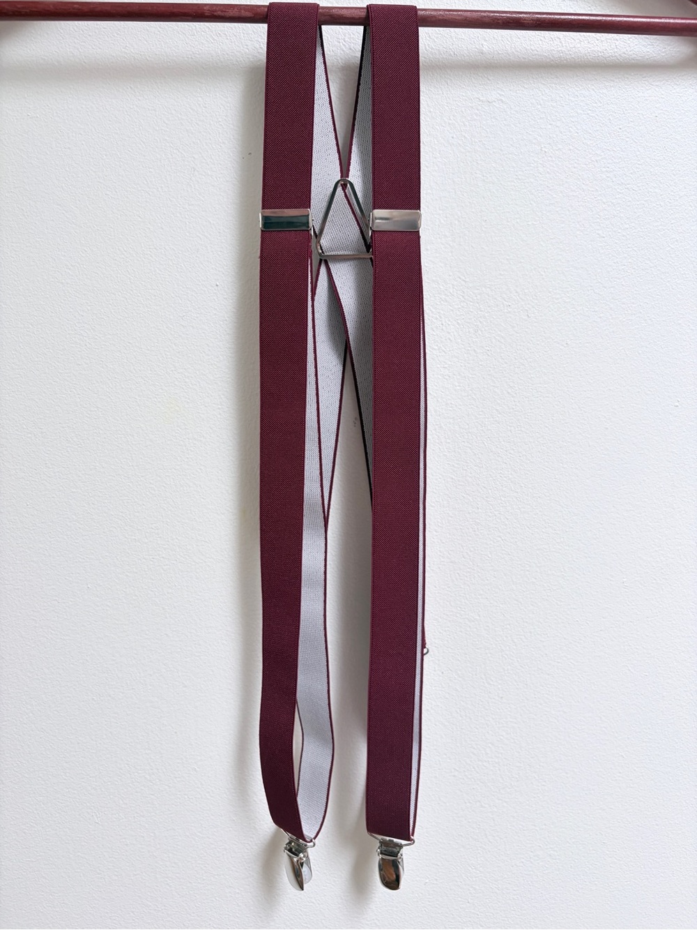 CAS Germany Elastic Suspenders Maroon w/ Silver Hardware Made in Canada